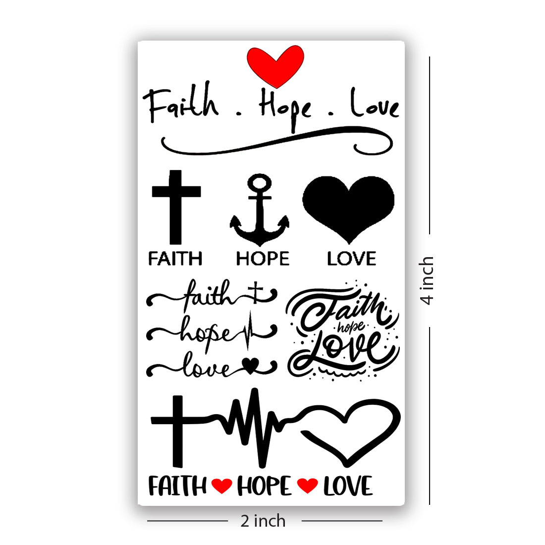 Faith Love Hope Tattoo Quotes Waterproof Men and Women Temporary Body Tattoo