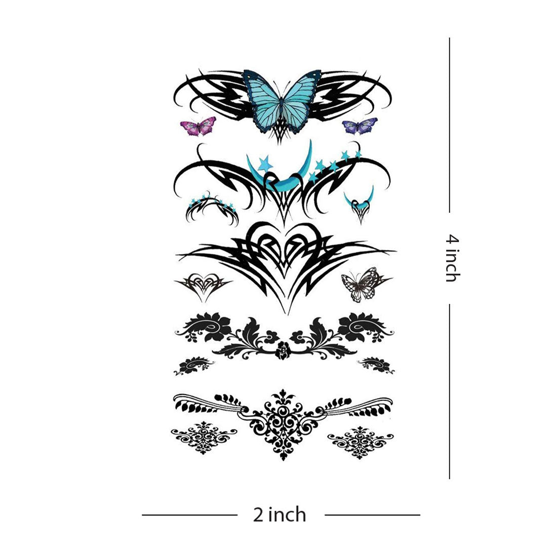 Tribal Butterfly with Wings Design Temporary Waterproof Tattoo For Men and Women…