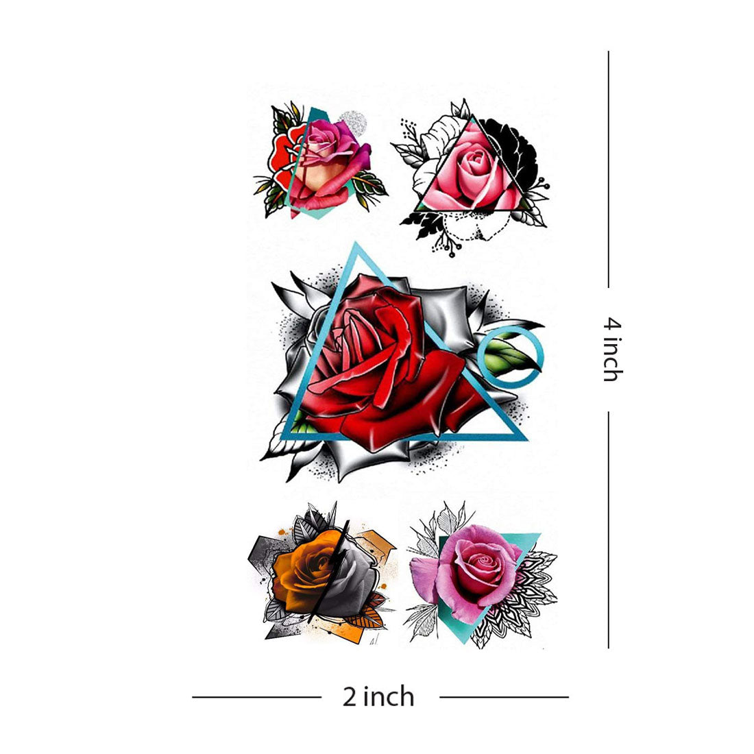 Traditional Rose Floral Multicolor Tribal Temporary Waterproof Tattoo For Men and Women…