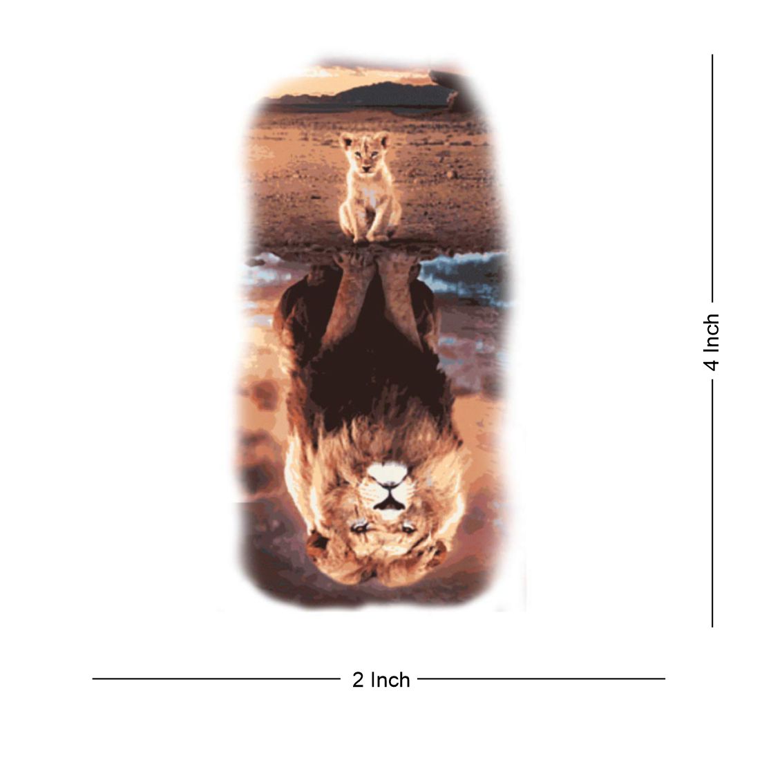 Lion Tattoo Mirror in Water Temporary Body Waterproof Boy and Girl Tattoo - Temporarytattoowala