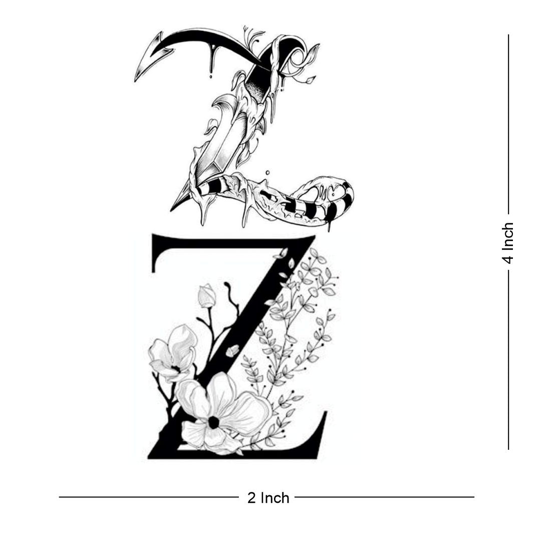 Name Z Letter Two Alphabet Design Temporary Body Tattoo Waterproof For Girls Men Women