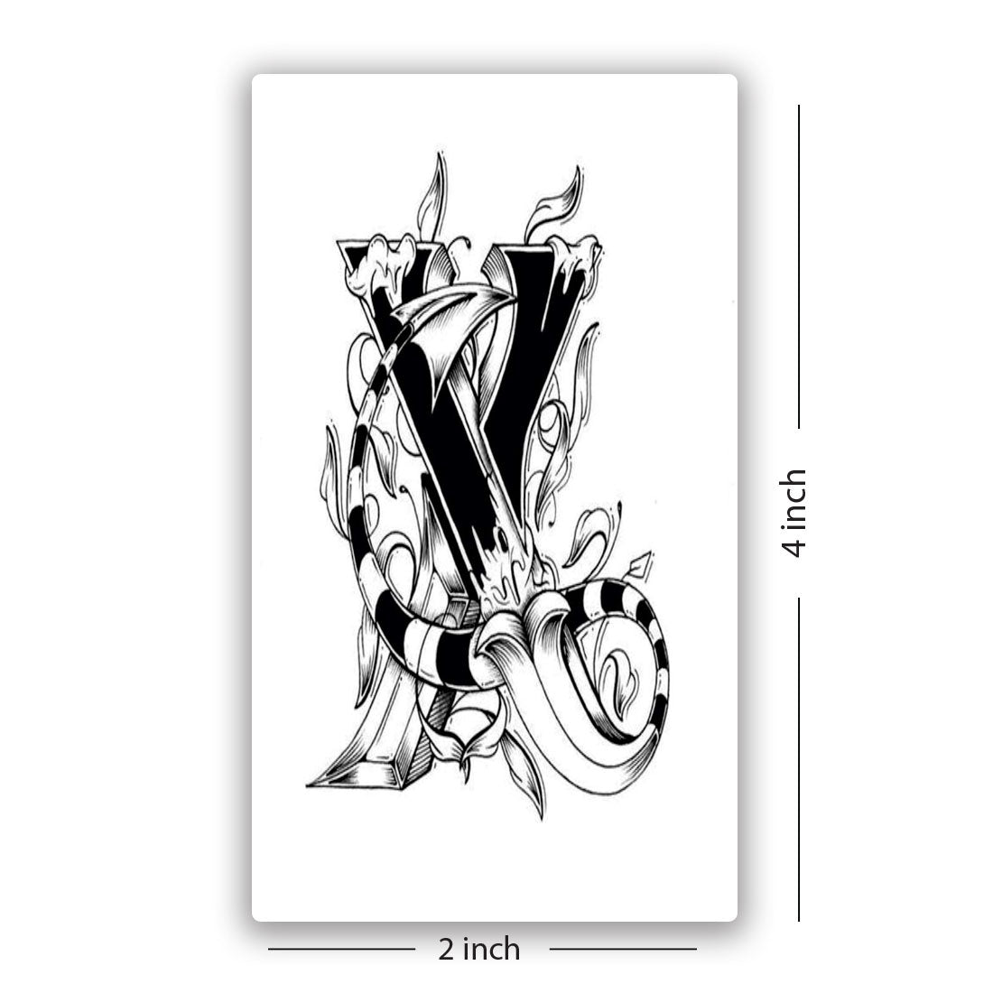 Name X Letter Alphabet Design Temporary Tattoo Waterproof Men and Women Tattoo