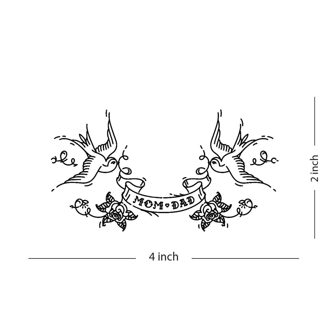 Temporary Tattoowala Mom Dad with Birds Tattoo Waterproof Men and Women Temporary Body Tattoo