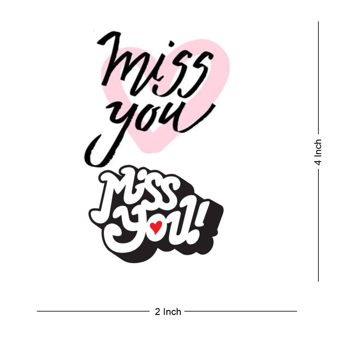 Miss you 2 design Body Tattoo Waterproof Boys and Girls Temporary Body Tattoo - Temporarytattoowala