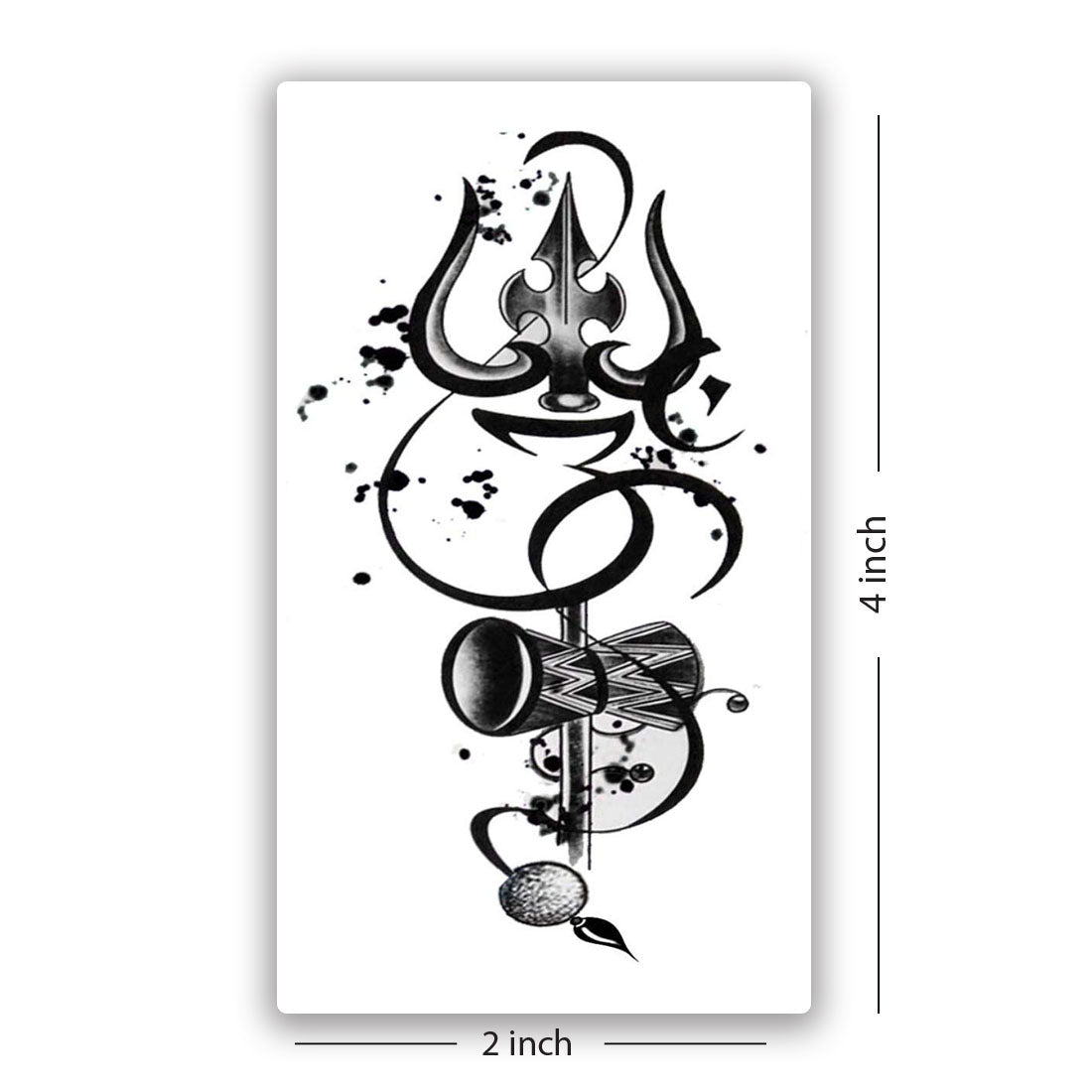 Temporary Tattoowala Trishul with Damru Tattoo Waterproof Men and Women Temporary Body Tattoo (Flute with Shank Tattoo)