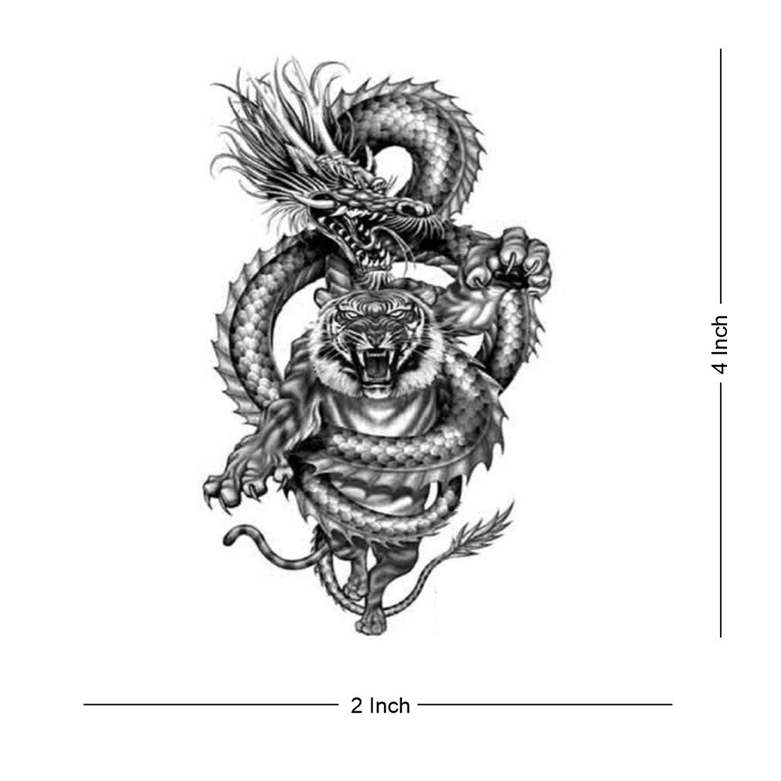 Snake With Tiger Tattoo Waterproof Male and Female Temporary Body Tattoo - Temporarytattoowala
