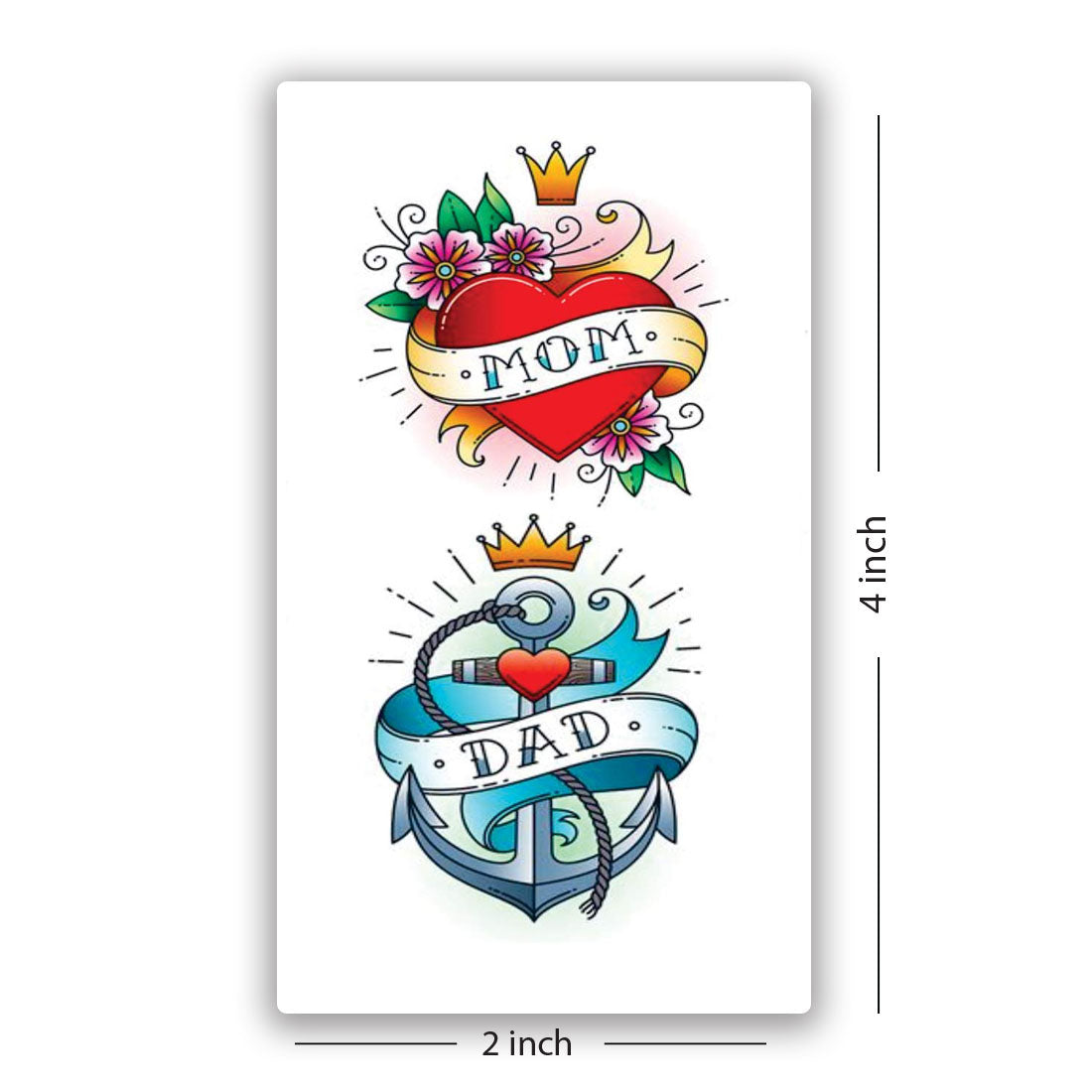Temporary Tattoowala Heart Mom Dad Men and Women Waterproof Temporary Body Tattoo