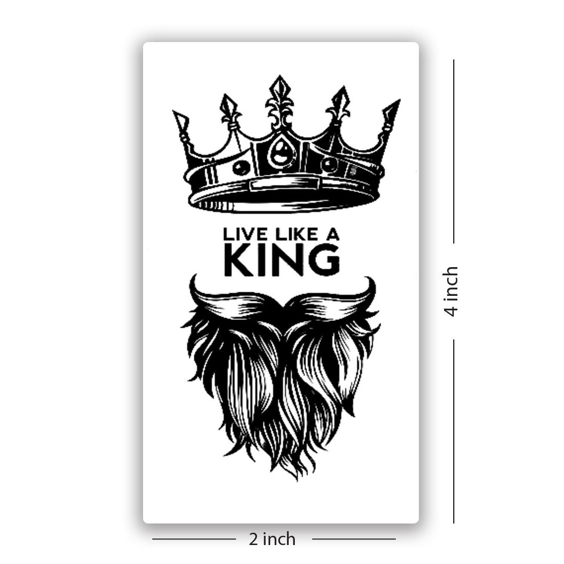 Temporary Tattoowala Live Like King Beard Tattoo Waterproof For Boys and Grils Crown Temporary Tattoo