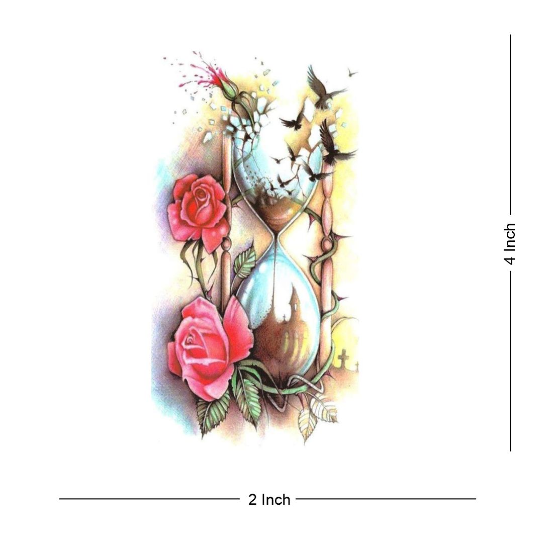 Temporary Tattoowala hourglass and roses Temporary Tattoo Waterproof For Girls Men Women