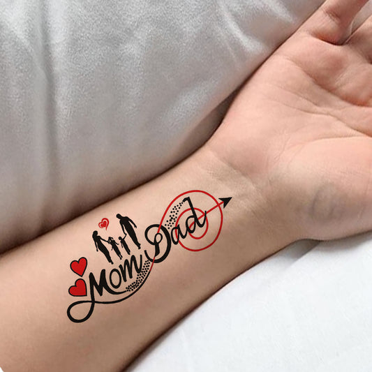 Family Mom Dad Tattoo Waterproof For Arrow Heart Temporary Body Tattoo