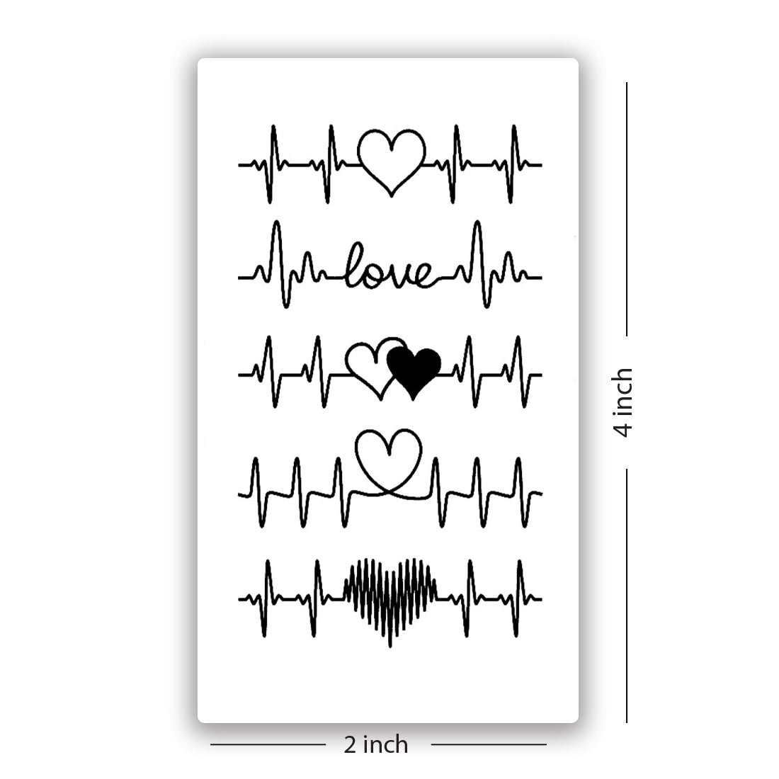Heart Beat Line Waterproof Men and Women Temporary Body Tattoo