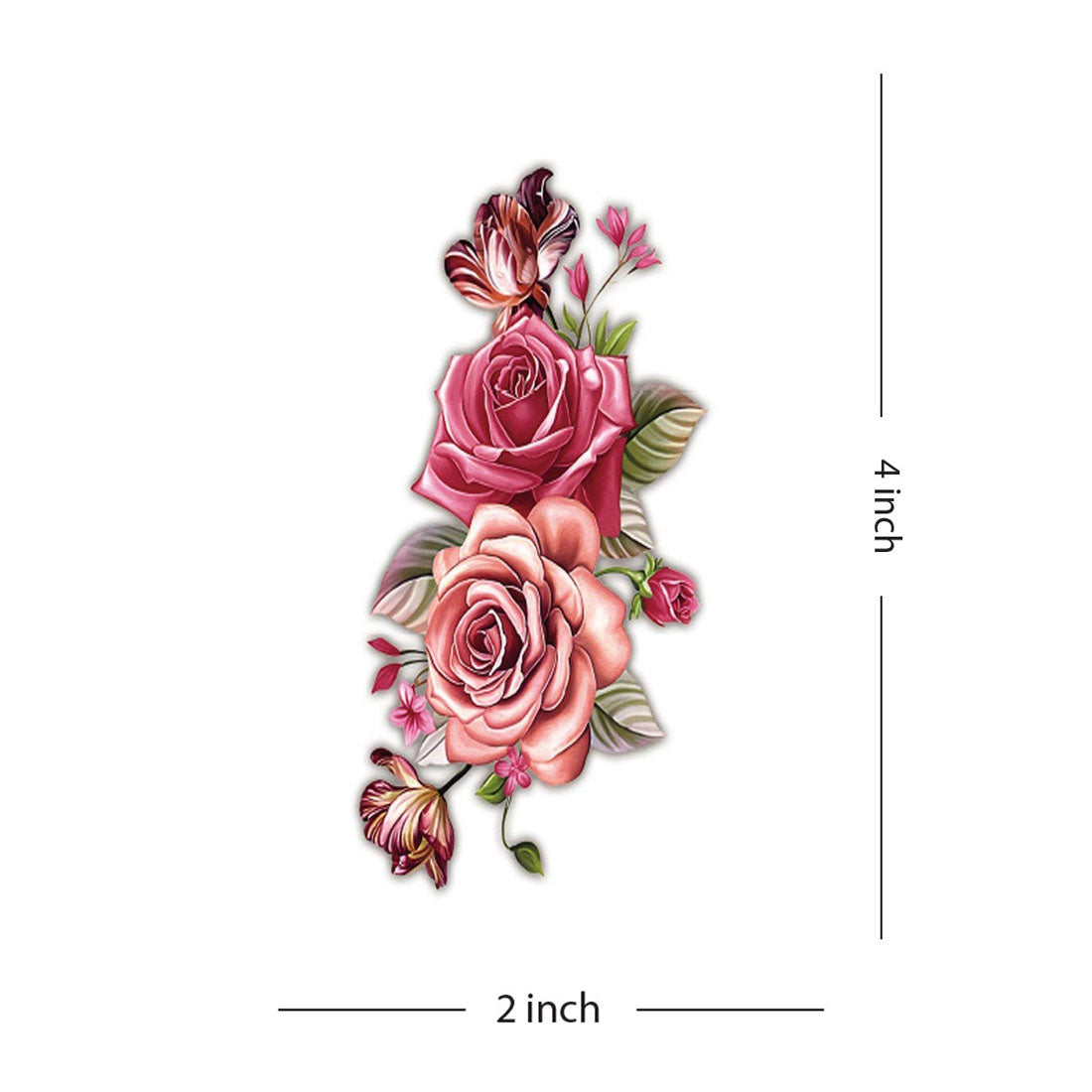 TEMPORARY TATTOOWALA Realistic Multicolor Rose Temporary waterproof tattoos For Men & Women
