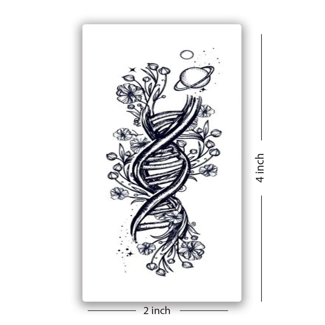 Temporary Tattoowala DNA Drawing with Flowers Tattoo Men and Women Waterproof Temporary Body Tattoo