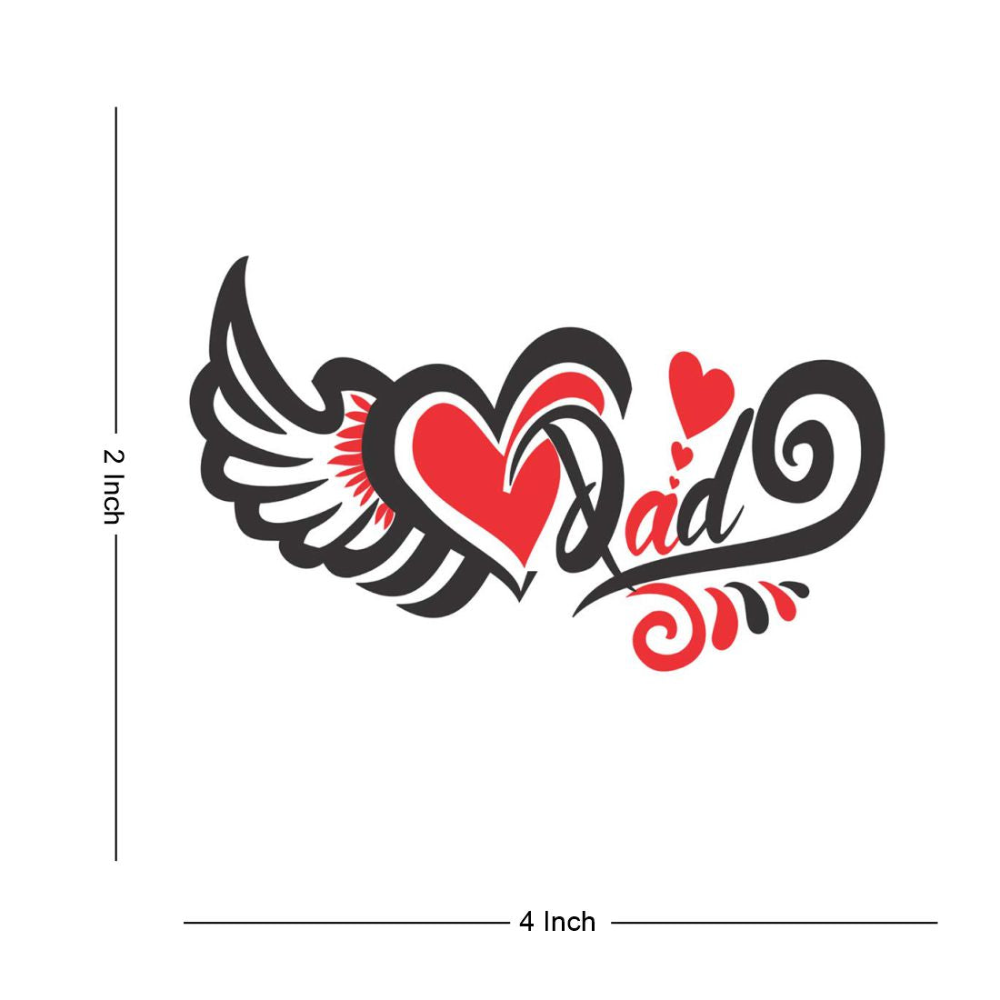 Temporary Tattoowala Heart with Dad Tattoo Temporary Body Waterproof Boy and Girl Tattoo - Temporarytattoowala