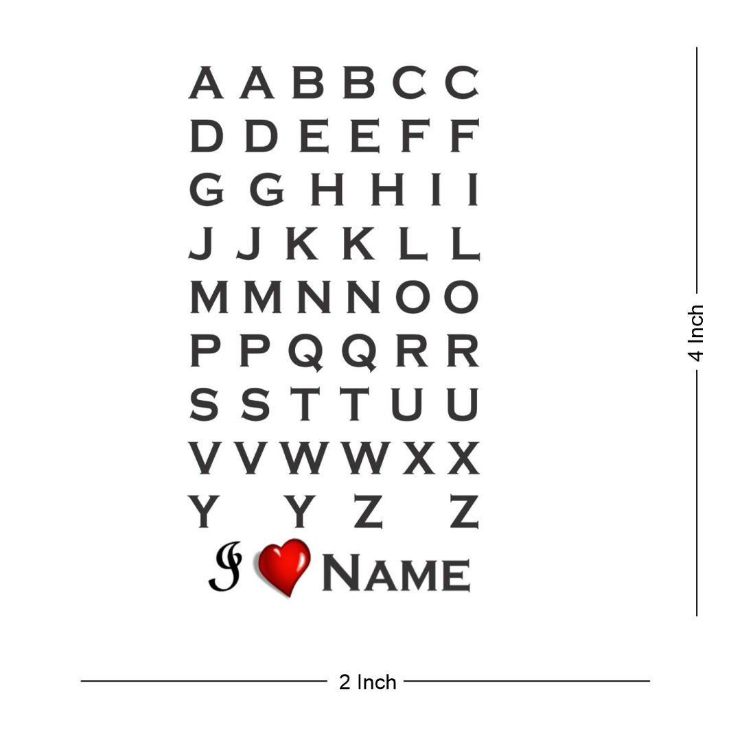 Love Name Alphabet Latter (Girlfriend & Boyfriend) Tattoo Waterproof Boys and Girls Temporary Body Tattoo - Temporarytattoowala