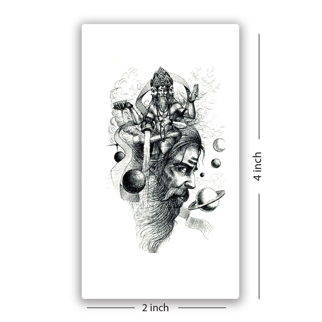 Brahma with Shiv God Temporary Body Tattoo Men and Women Waterproof