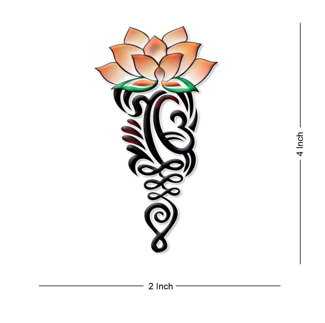 Temporary Tattoowala Lotus flower with Om Tattoo Temporary Body Waterproof Boy and Girl Tattoo - Temporarytattoowala