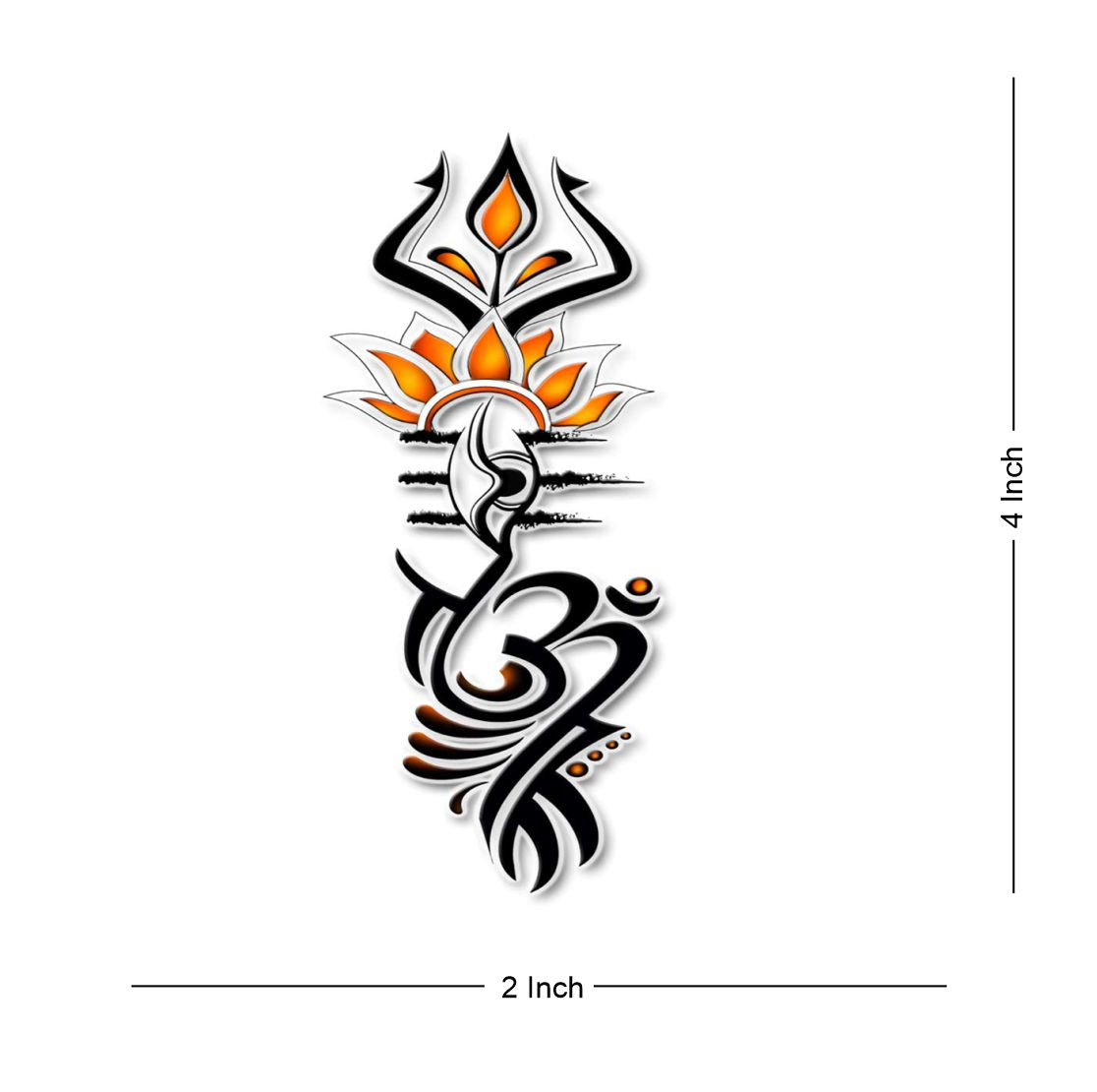 Temporary Tattoowala Trishul with Om Temporary Body Waterproof Boy and Girl Tattoo - Temporarytattoowala