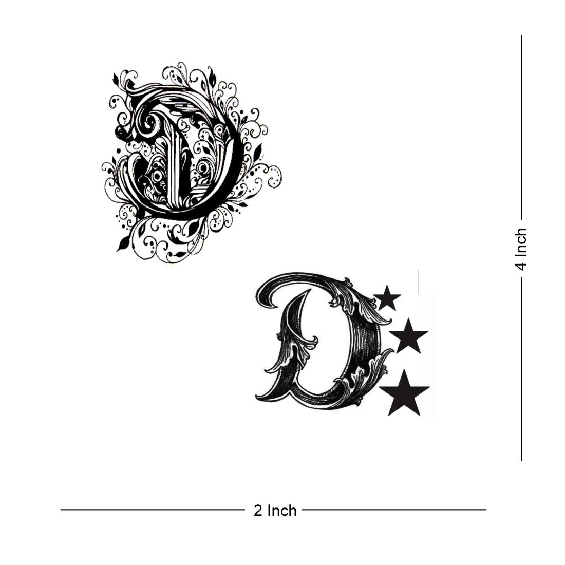 Name D Letter Two Design Alphabet Body Temporary Tattoo Waterproof For Girls Men Women