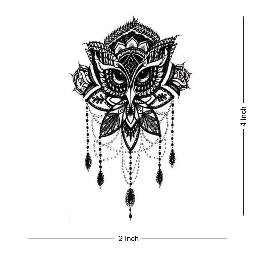 Lotus Owl Birds Tattoo Waterproof Male and Female Temporary Body Tattoo - Temporarytattoowala