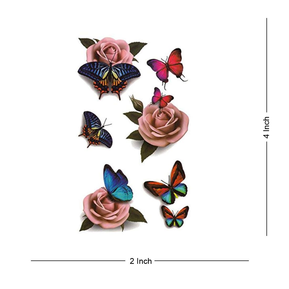 Rose Butterfly Tattoo Waterproof Boys and Girls Temporary Body Tattoo - Temporarytattoowala
