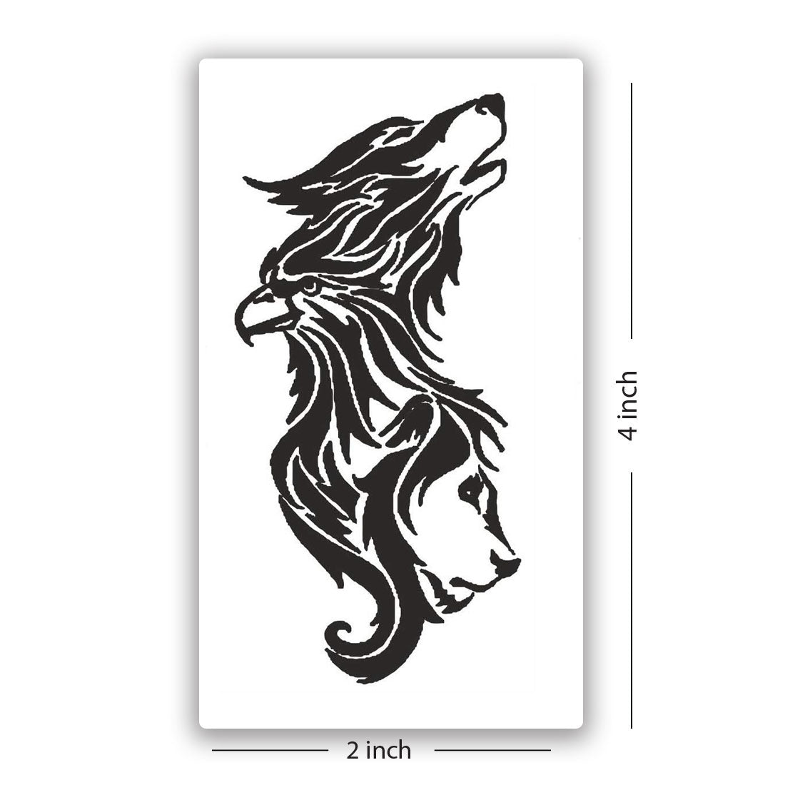 Tribal Lion Eagle Wolf Animal face Temporary waterproof tattoos For Men & Women