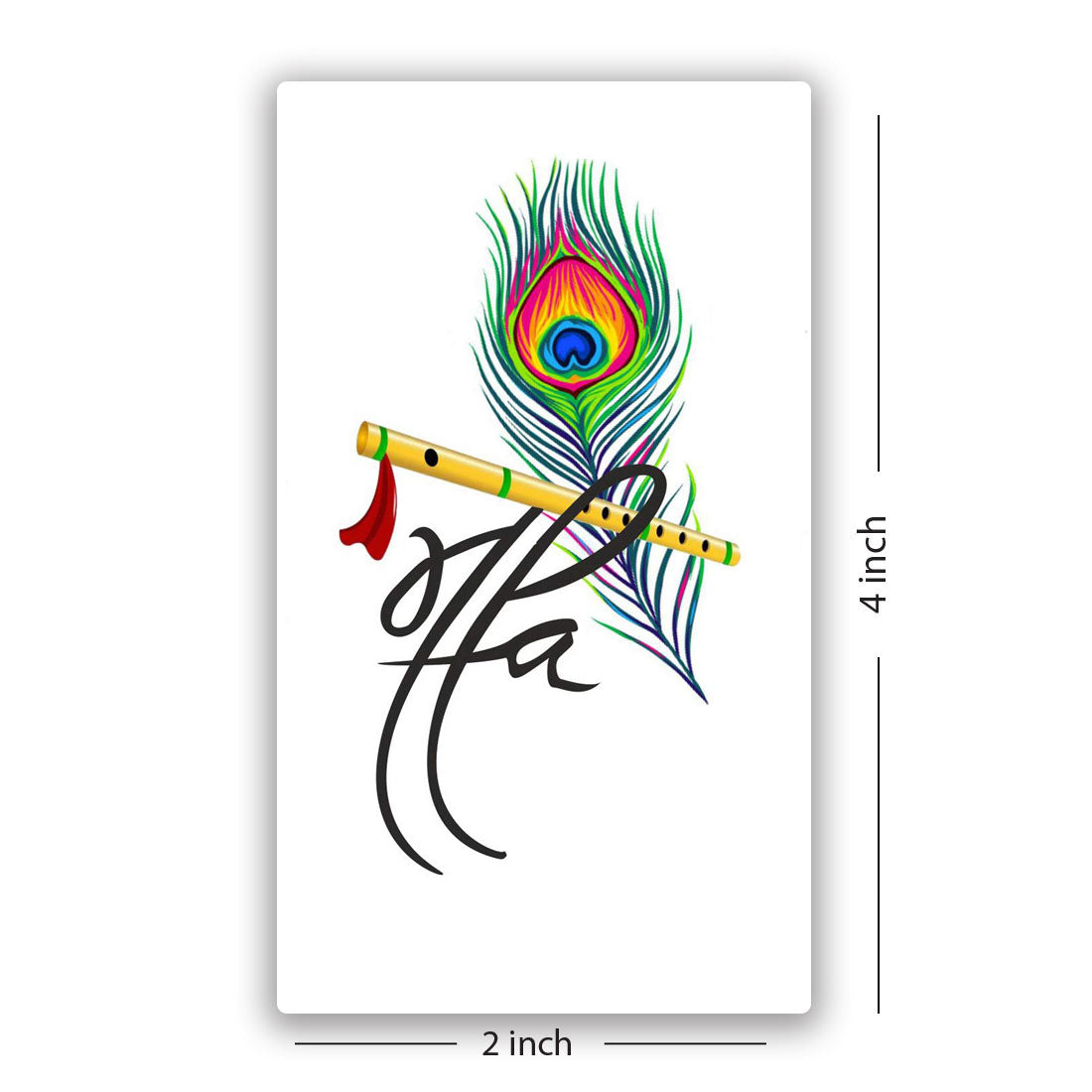 TEMPORARY TATTOOWALA Maa Paa Tattoo With flute And Peacock Feather Temporary waterproof tattoos For Men & Women