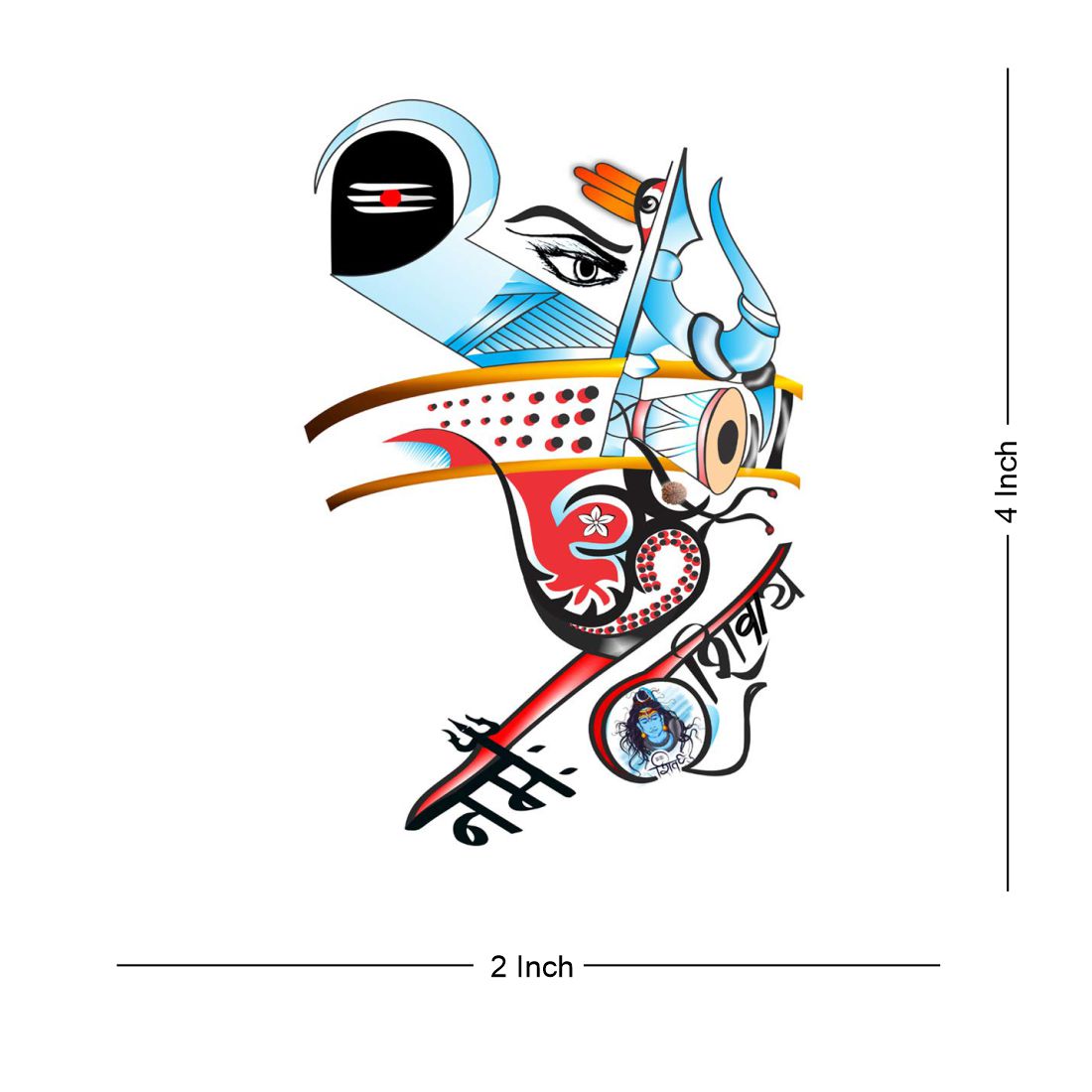 Temporary Tattoowala Om Namah Shivaya with Shivling damru with trishul Tattoo Temporary Body Waterproof Boy and Girl Tattoo - Temporarytattoowala