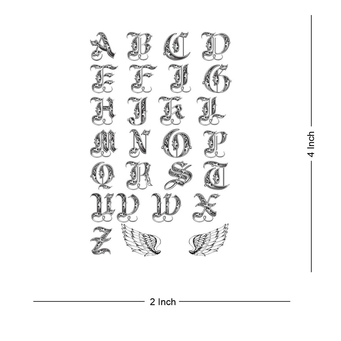 Name A to Z Alphabet Angel Wings Tattoo Waterproof Male and Female Temporary Body Tattoo - Temporarytattoowala