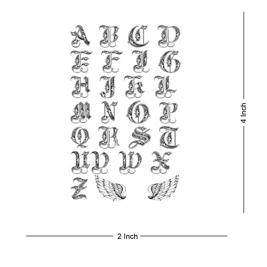 Name A to Z Alphabet Angel Wings Tattoo Waterproof Male and Female Temporary Body Tattoo - Temporarytattoowala