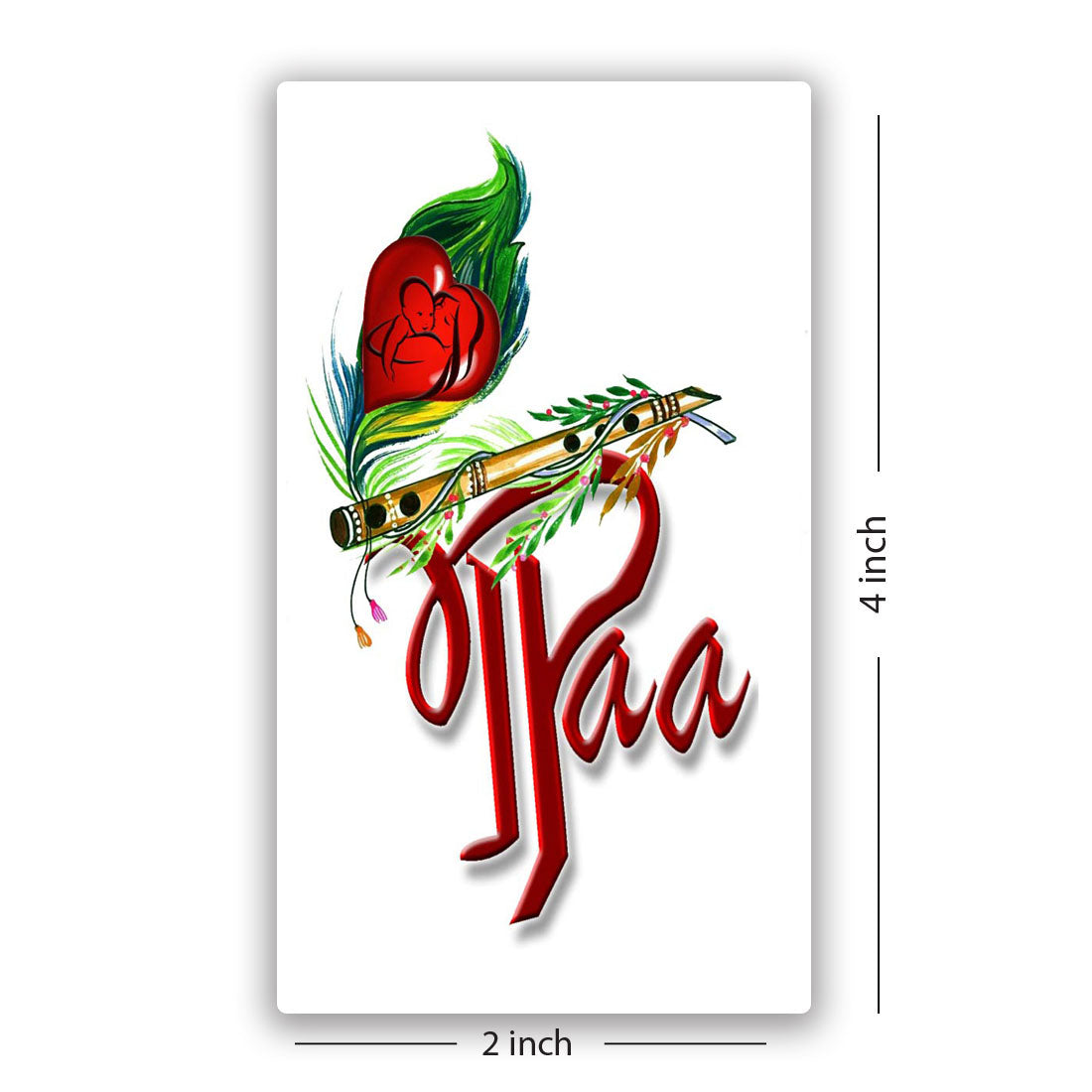 Maa Paa with Flute and Heart Tattoo Waterproof Men and Women Temporary Body Tattoo