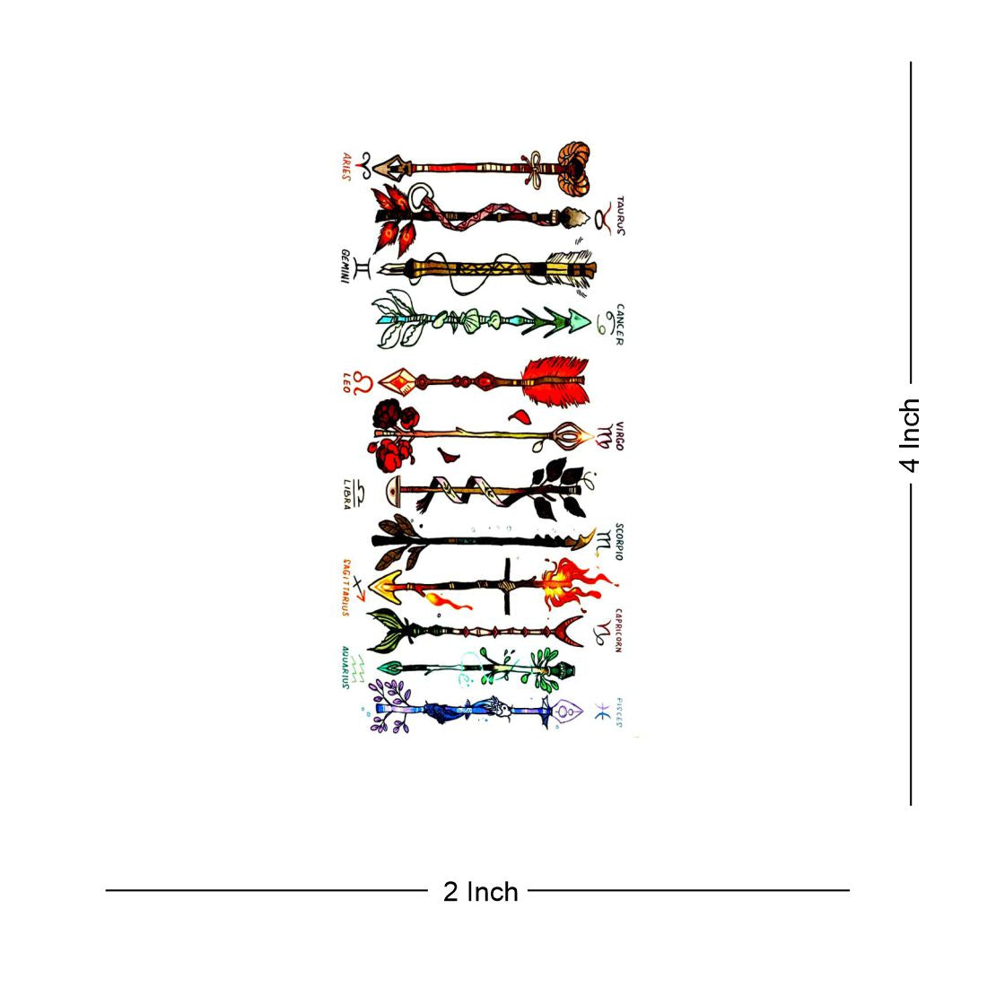 Zodiac sign names arrow horoscope Temporary Body Tattoo Waterproof For Girls Men Women - Temporarytattoowala