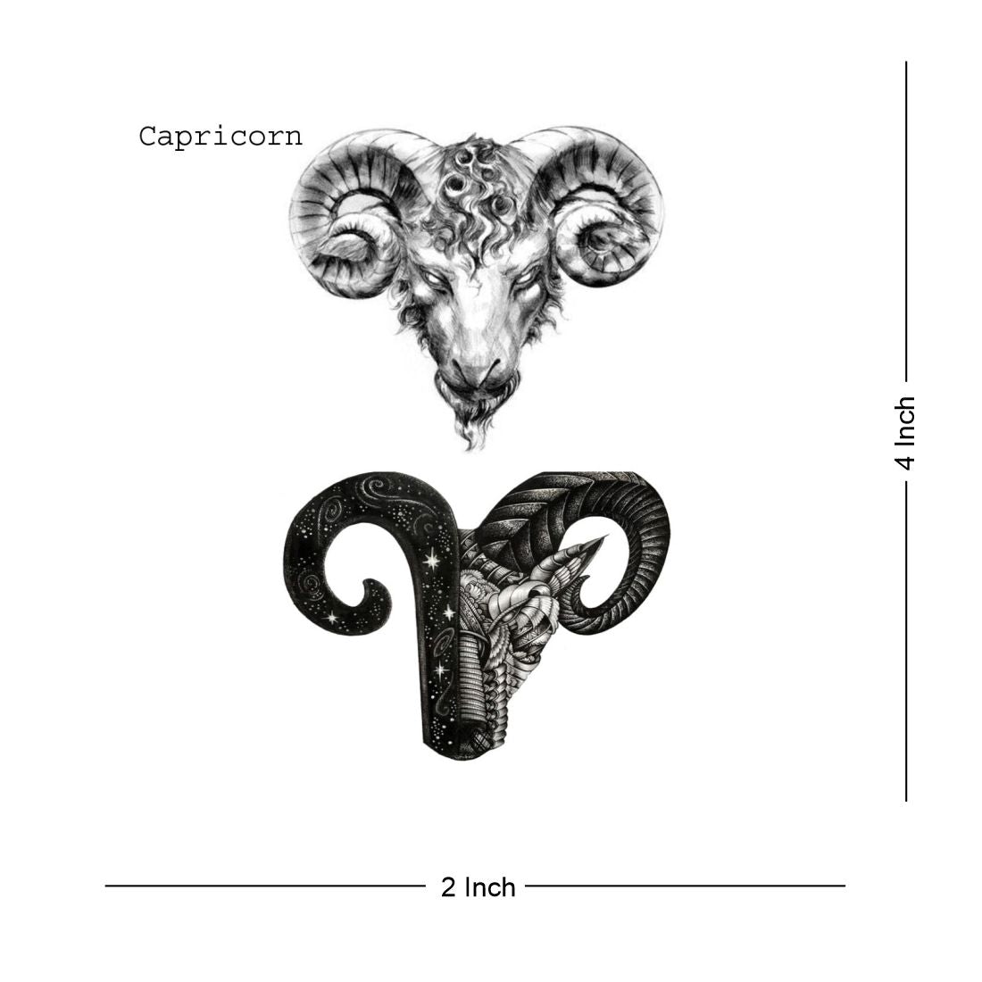 Zodiac sign Capricorn Horoscope Temporary Body Tattoo Waterproof For Girls Men Women - Temporarytattoowala