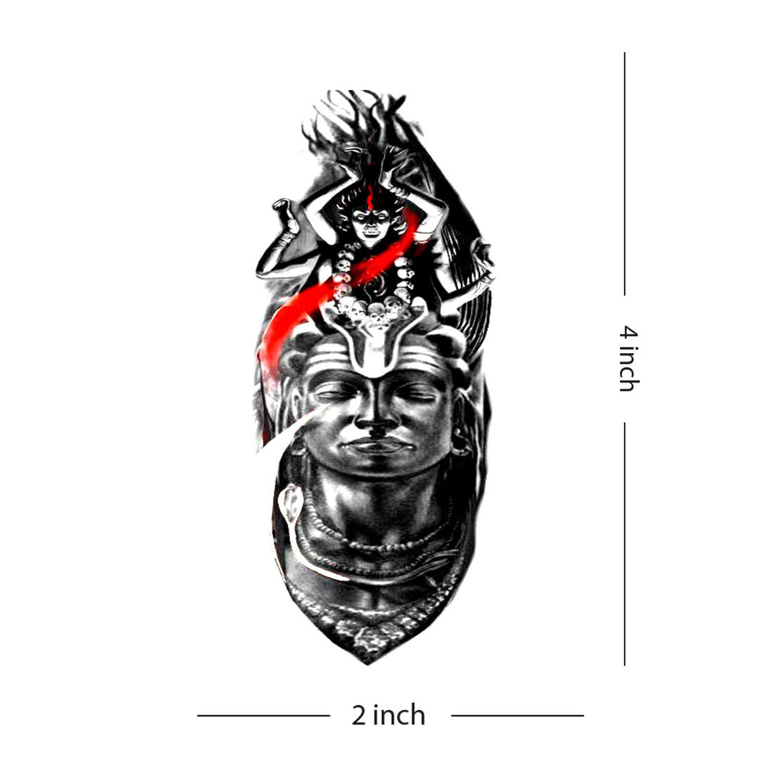 Lord Kali Mata with Lord Shiva Tattoo Black and white tattoo Temporary Waterproof Tattoo