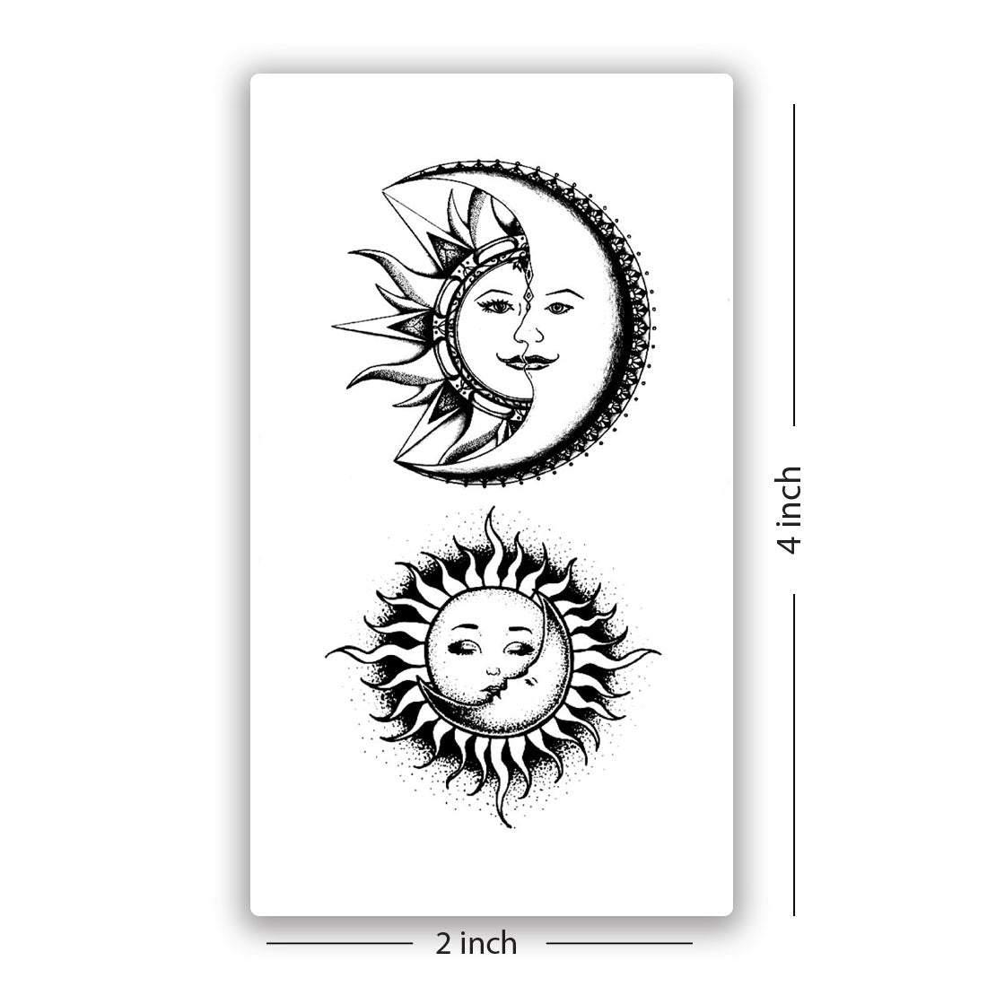 Sun and Moon Tattoo Design Men Women Waterproof Temporary Body Tattoo