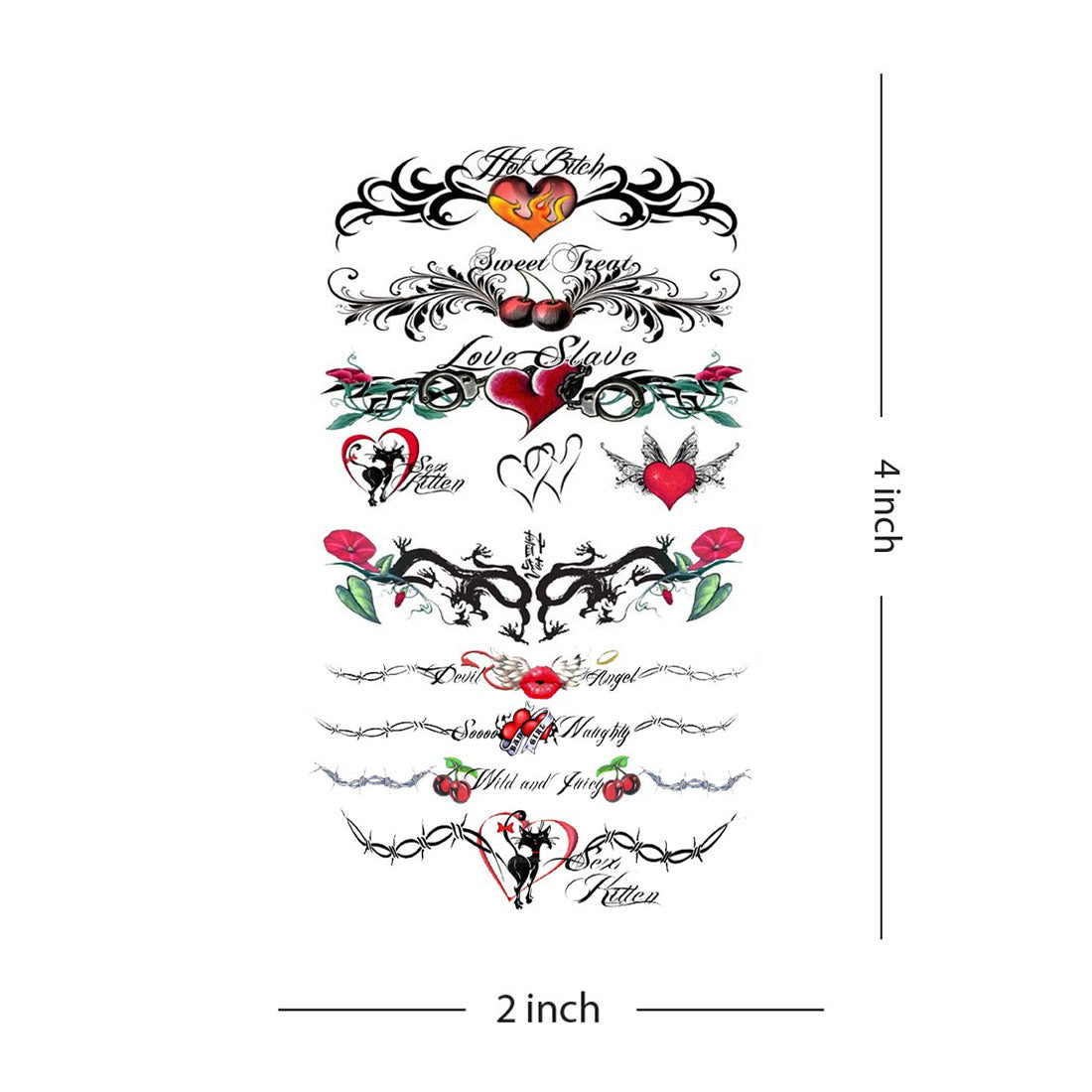 Heart With Rose Vine Wings Design Temporary Waterproof Tattoo For Men and Women…