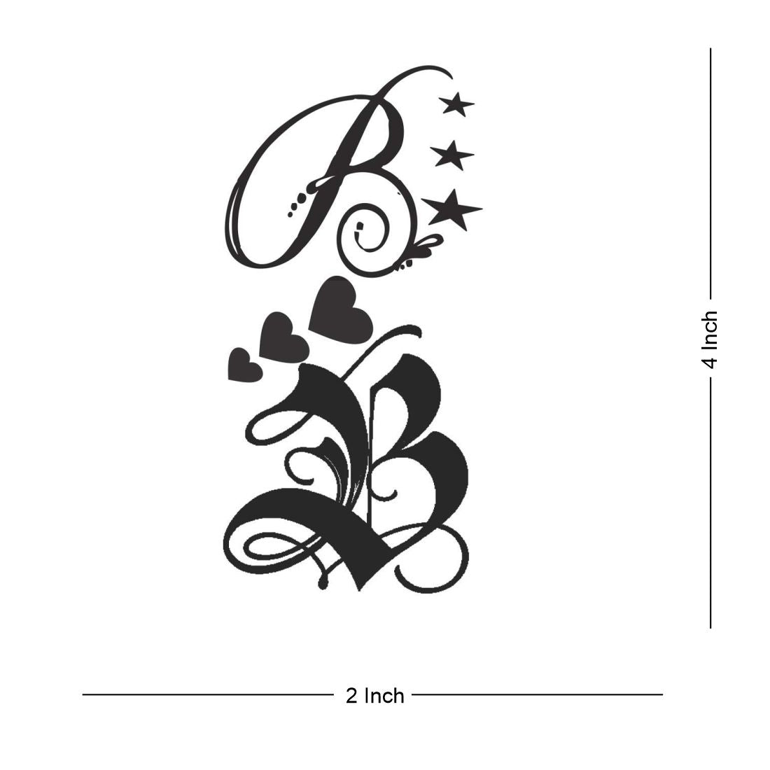 Name B Letter Waterproof Men and Women Temporary Body Tattoo