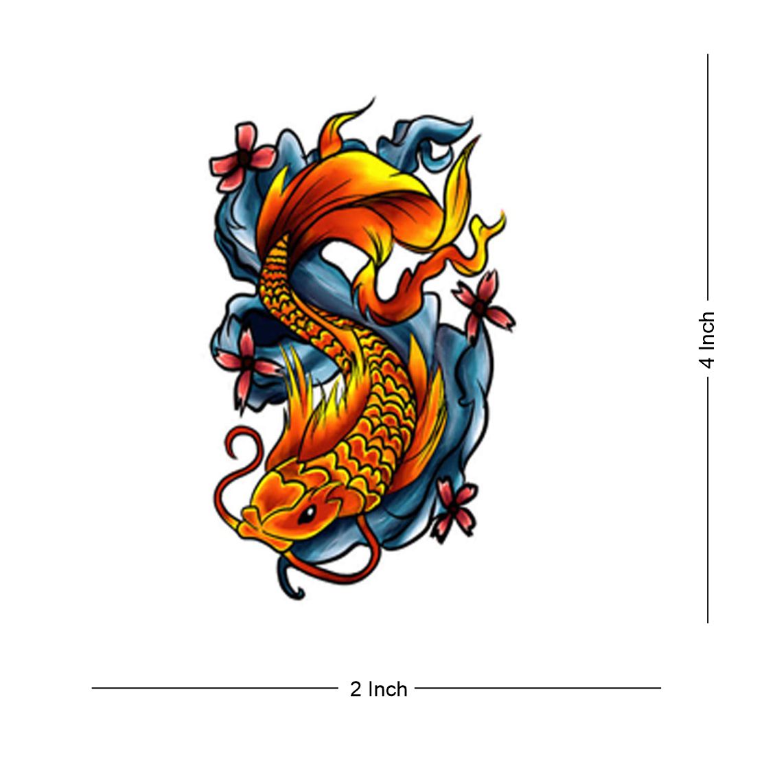 Fish Dragon Tattoo Waterproof Male and Female Temporary Body Tattoo - Temporarytattoowala