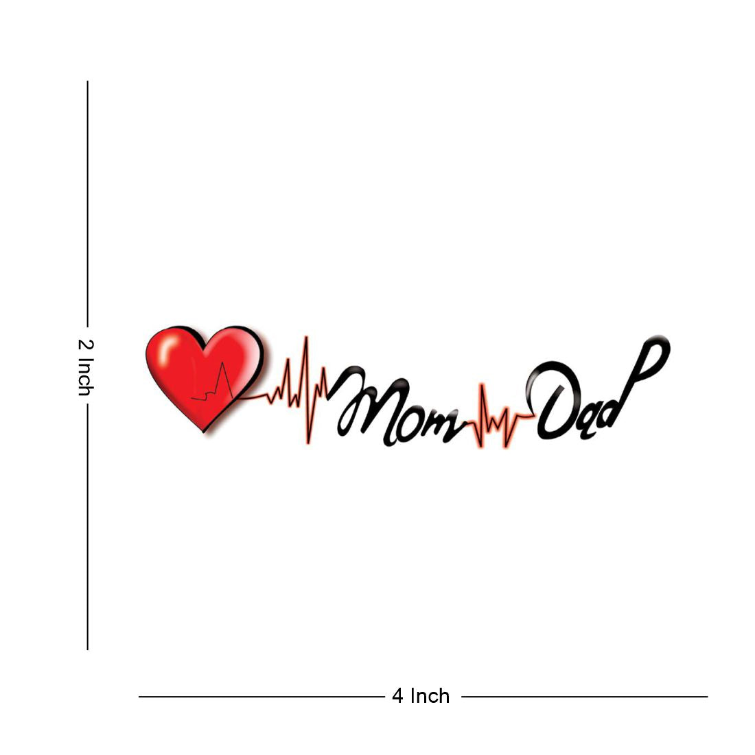 Heart with Mom and Dad Tattoo Temporary Body Waterproof Boy and Girl Tattoo - Temporarytattoowala