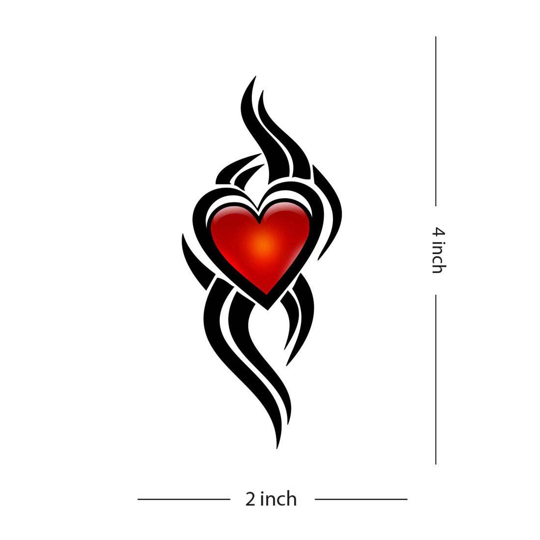 Single Heart with Wings Temporary Waterproof Tattoos For Men and Women