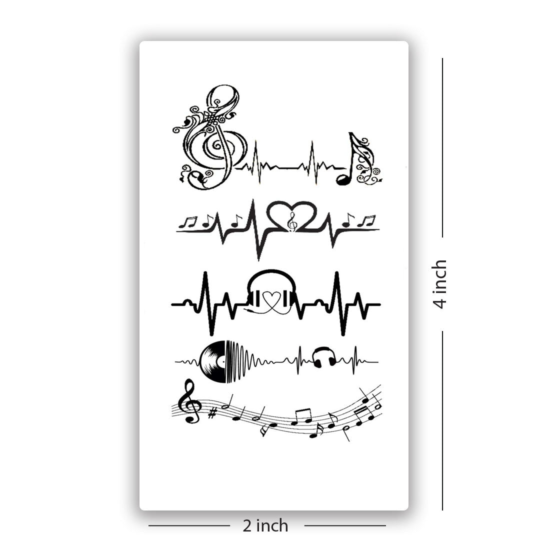 Temporary Tattoowala Music Love Arrow Men and Women Waterproof Temporary Body Tattoo