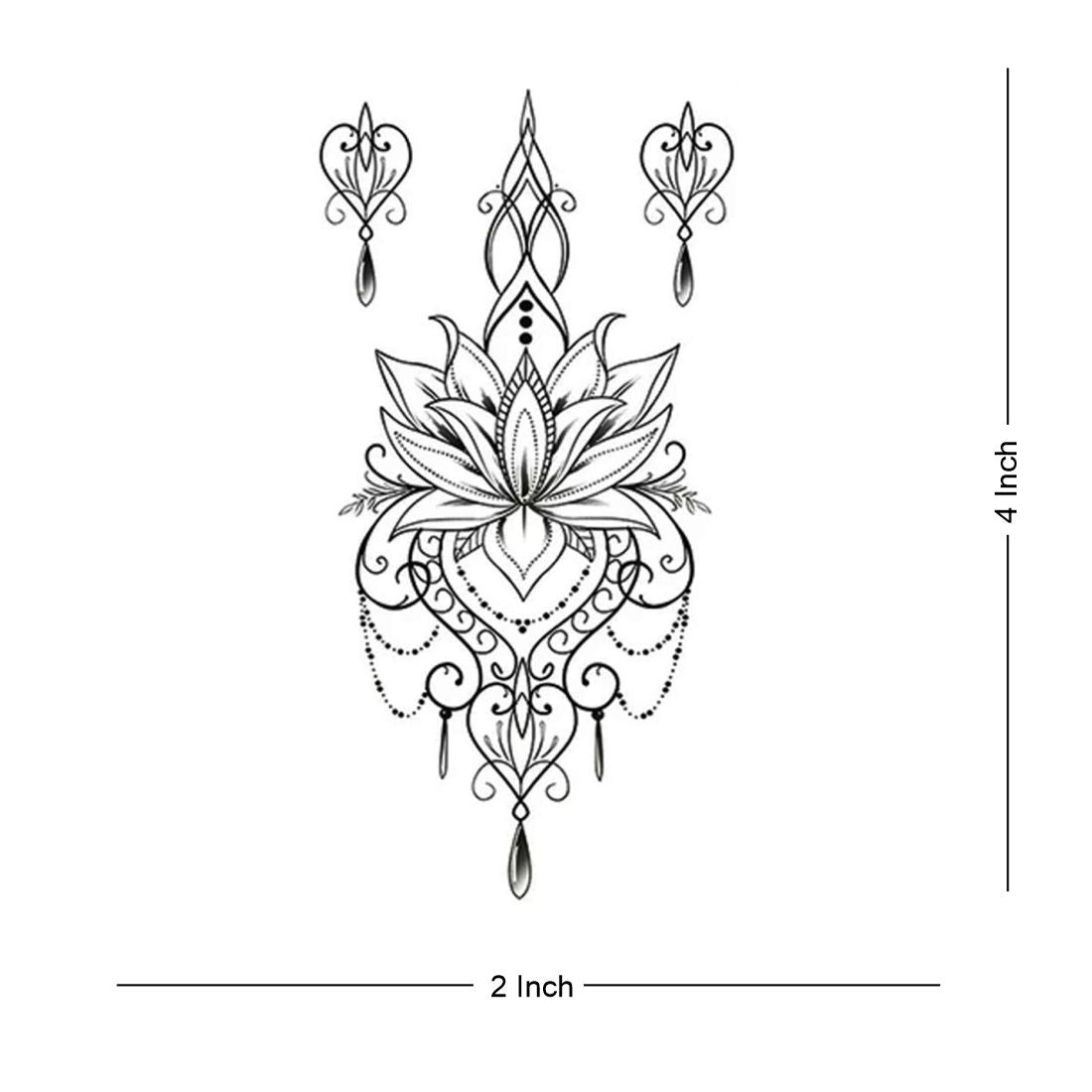 Lotus Flower Design Tattoo Waterproof Boys and Girls Temporary Body Tattoo - Temporarytattoowala