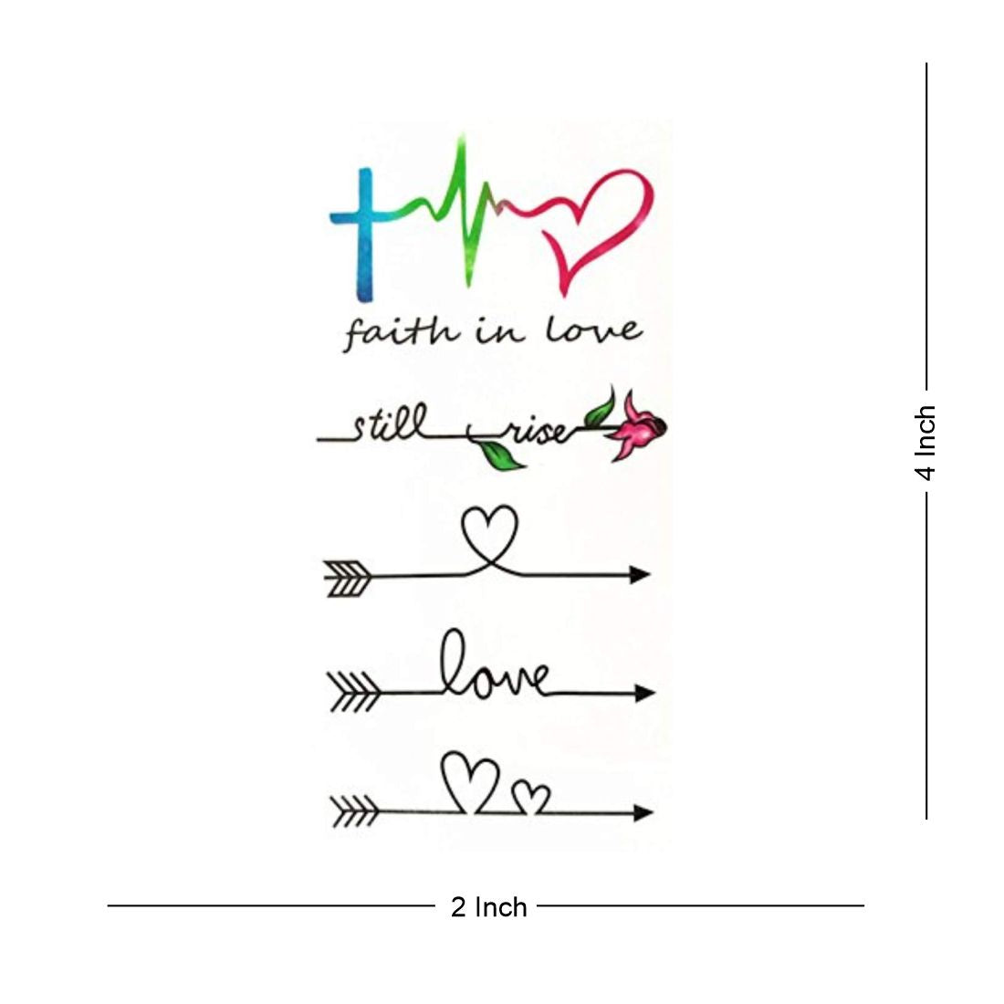 Heart Beat Faith Love Arrow Tattoo Waterproof Boys and Girls Temporary Body Tattoo - Temporarytattoowala