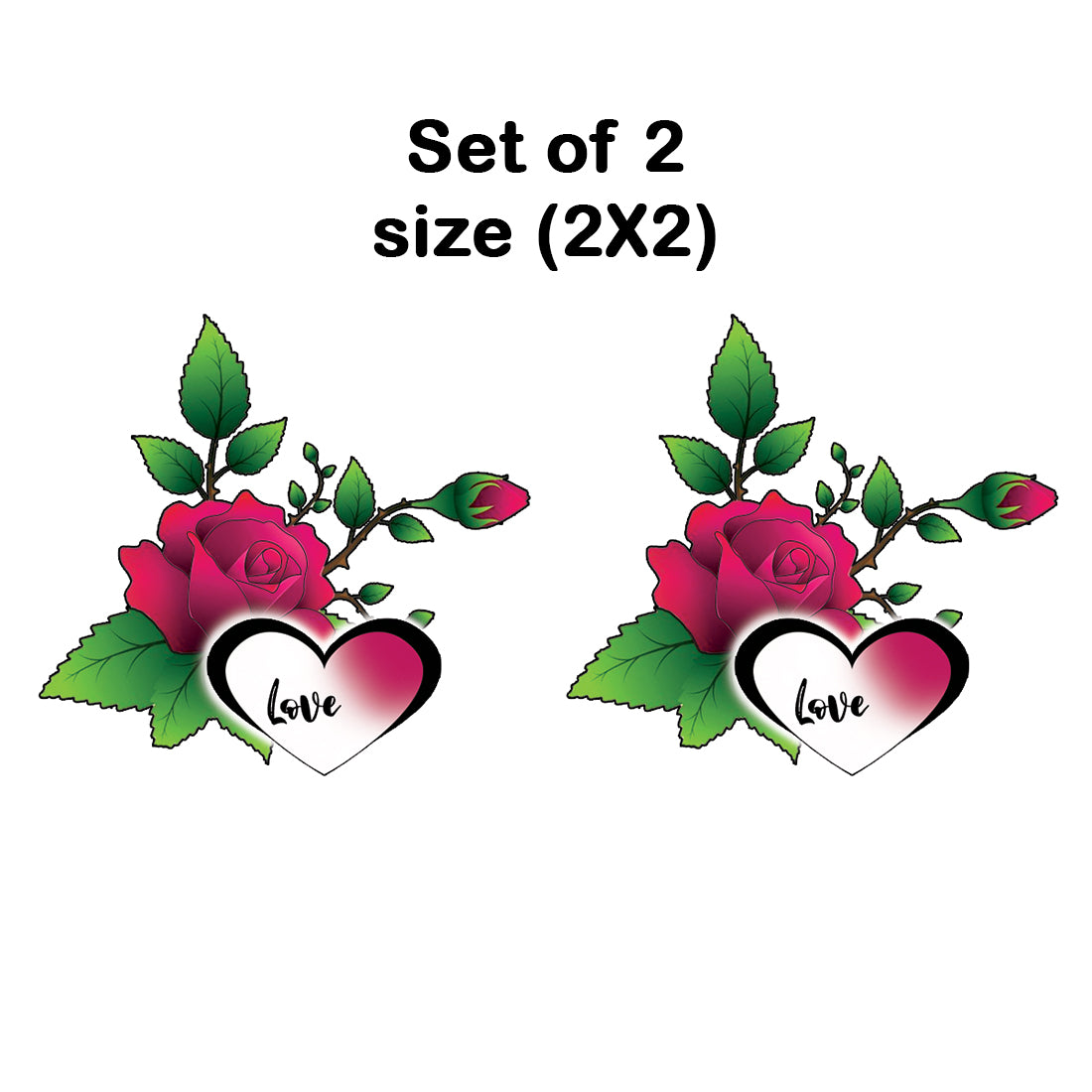 Love Rose Leave Heart Temporary Tattoo Waterproof For Male and Female Temporary Body Tattoo