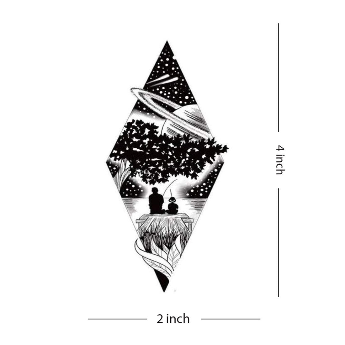 Father and Son with Moonlight Temporary Waterproof Tattoo For Men and Women