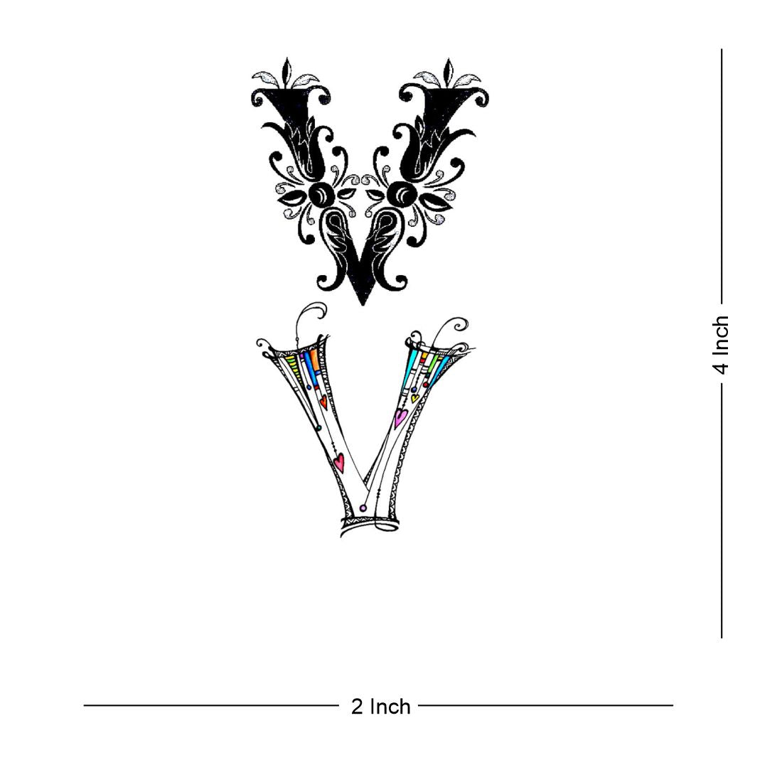 Name V Letter Tattoo Alphabet Body Temporary Tattoo Waterproof For Girls Men Women
