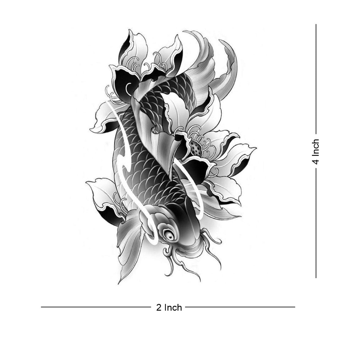 Fish Tattoo Waterproof Male and Female Temporary Body Tattoo - Temporarytattoowala