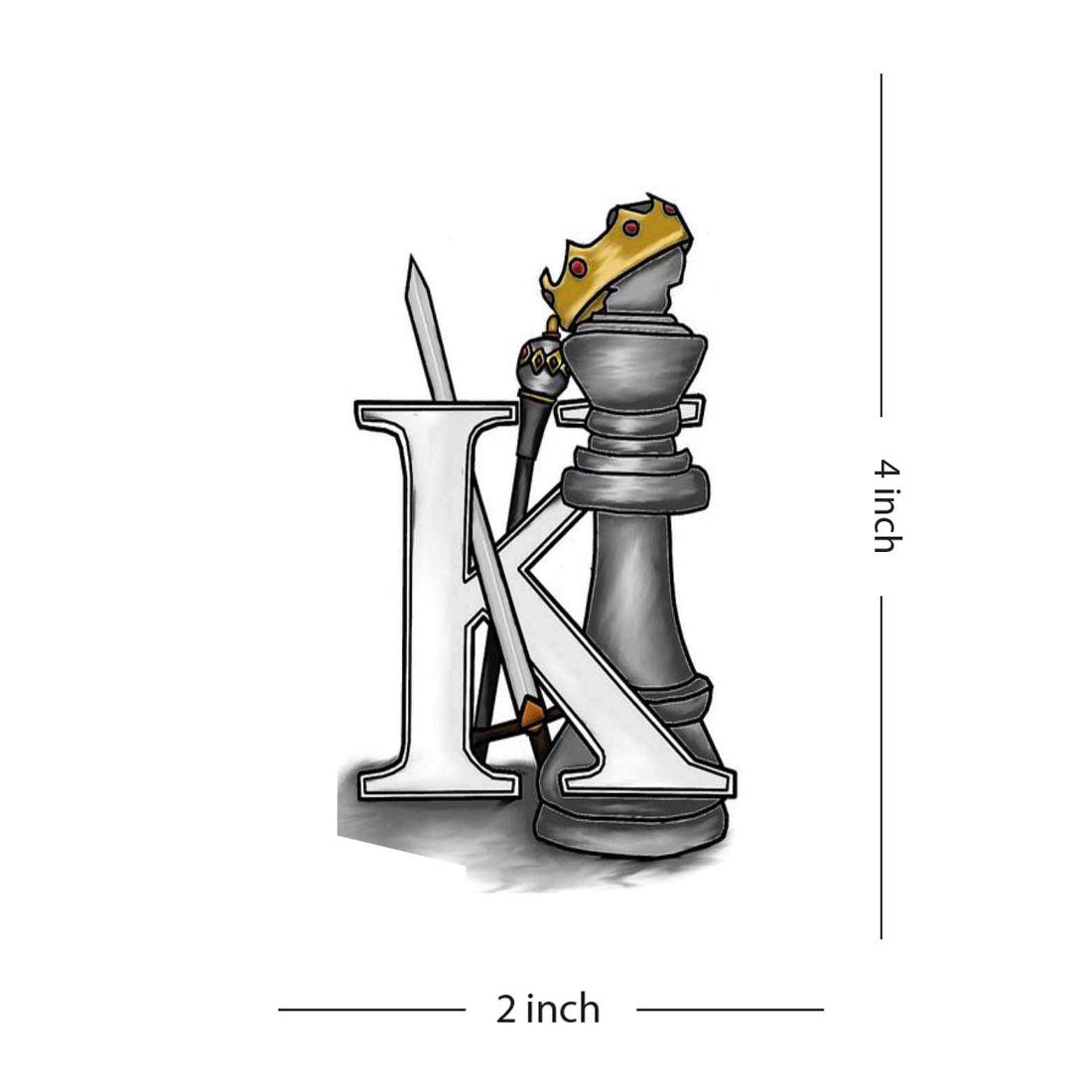 King Crown K Pawns Temporary Waterproof Tattoo For Men and Women…