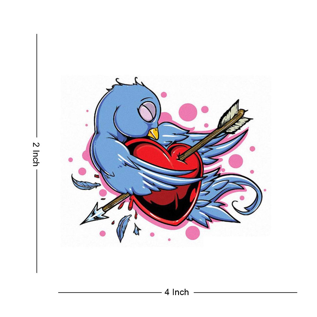 Temporary Tattoowala Birds Heart Tattoo Waterpoof Temporary Body Tattoo - Temporarytattoowala