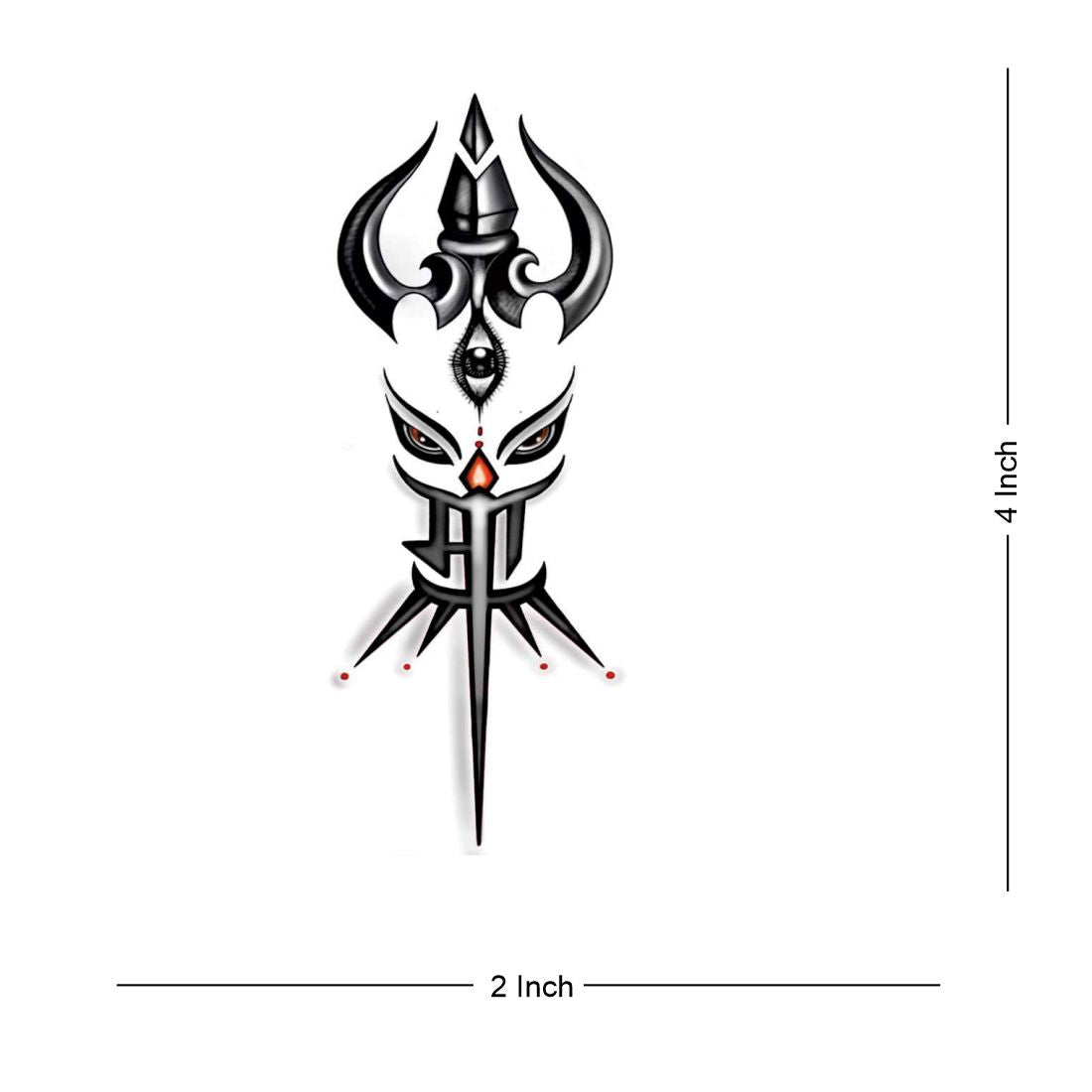 Maa With Lord Shiva Eye Trishul Temporary Body Tattoo Waterproof For Girls Men Women - Temporarytattoowala
